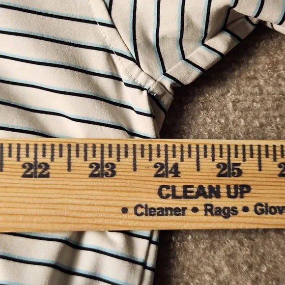 Peter Millar Quail Hollow Summer Comfort Men Striped Polo White Navy Short Sleev - Picture 5 of 7